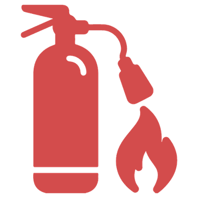 icona con estintore e fiamma per impianti antincendio